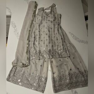 Brand new, never worn grey sharara suit with Gota Patti embroidery